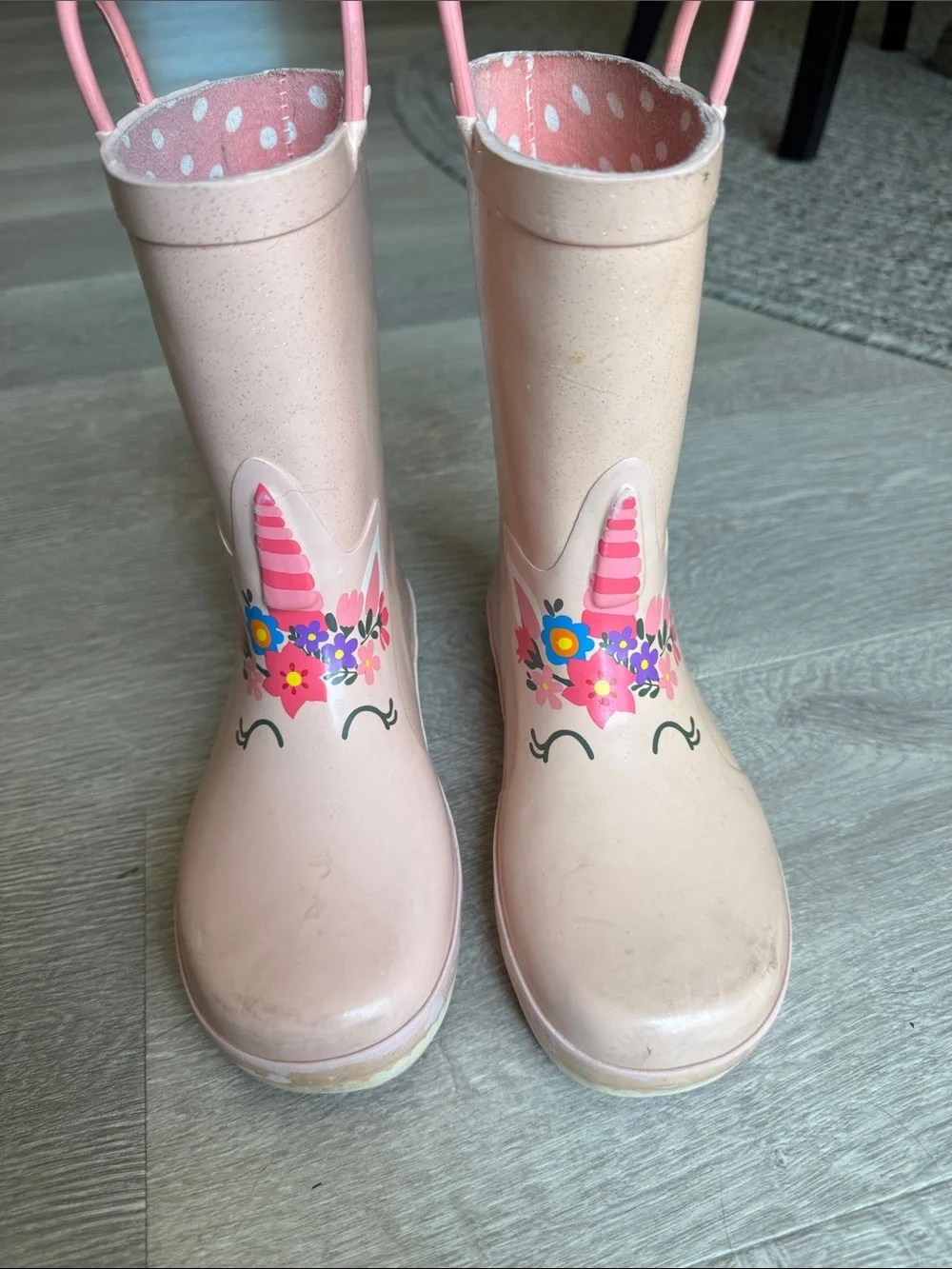 Western Chief Pink Unicorn Rain Boots with Floral Accent